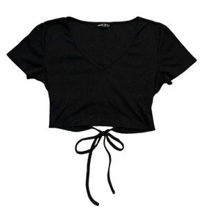 Vneck Tie Back Crop Tee